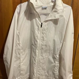 1X COLUMBIA ladies, White, light rain jacket with hidden hood